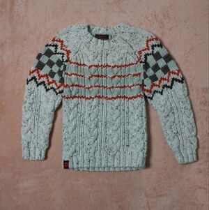 Catimini Boys Multi Colored Wool Cable Knit Crew Neck Long Sleeve Sweater Size 4